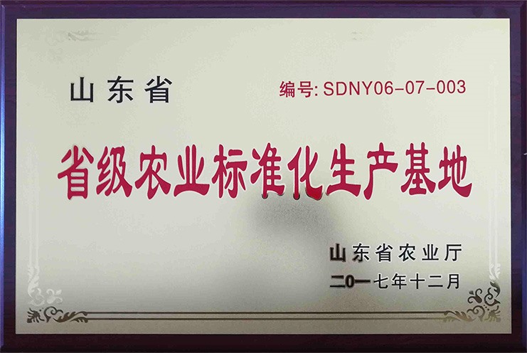 山東省省級農(nóng)業(yè)標(biāo)準(zhǔn)化生產(chǎn)基地
